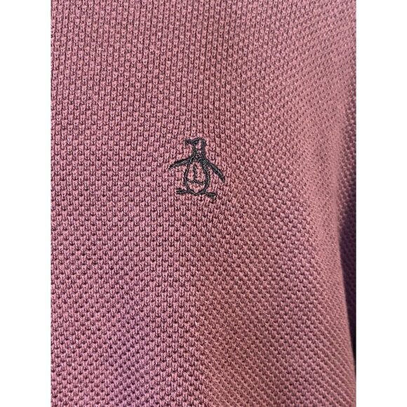 Original Penguin Men's Waffle Long Sleeve Tawny Port Crew Neck Sweater SZ L - Picture 4 of 5